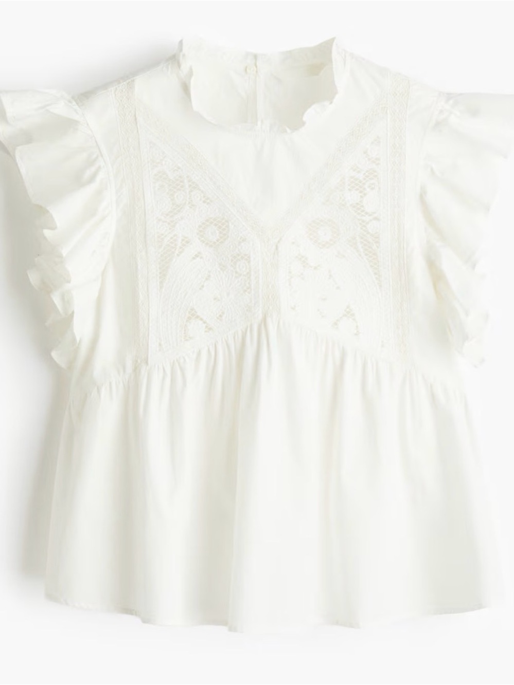 H&M White Ruffled Lace Top - Picture 1 of 2